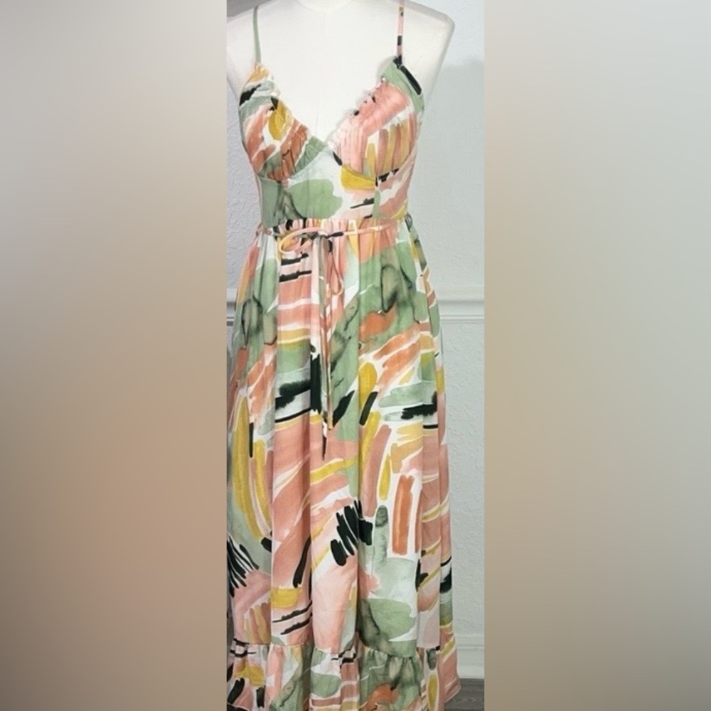 Simplee Apparel Pastel Abstract Midi Dress